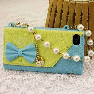 Leather Handbag Phone Case Pu Bag Cover For Iphone 4 / 4s
